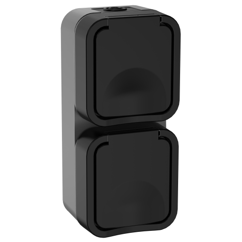 TORS Розетка 2-местная вертикальная 16А IP55 TS132 графит IEK