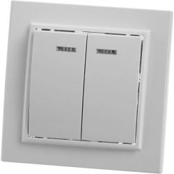 Выключатель 2-клавишный с индикатором STEKKER, PSW10-9002-01, 250В, 10А, серия Эрна, белый