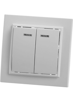 Выключатель 2-клавишный с индикатором STEKKER, PSW10-9002-01, 250В, 10А, серия Эрна, белый