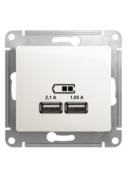 GLOSSA USB РОЗЕТКА A+A, 5В/2,1А, 2х5В/1,05А, механизм, ПЕРЛАМУТР