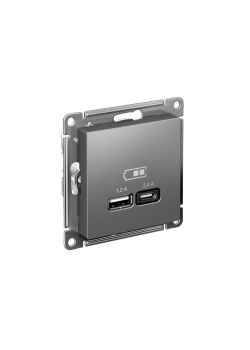 ATLASDESIGN USB РОЗЕТКА А+С, 5В/2,4А, 2х5В/1,2А, механизм, СТАЛЬ