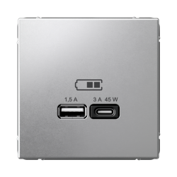 ARTGALLERY USB РОЗЕТКА A + тип-C 45Вт высокоскор.заряд. QC, PD, механизм, АЛЮМИНИЙ