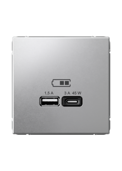 ARTGALLERY USB РОЗЕТКА A + тип-C 45Вт высокоскор.заряд. QC, PD, механизм, АЛЮМИНИЙ