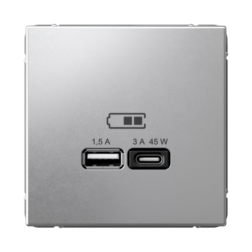 ARTGALLERY USB РОЗЕТКА A + тип-C 45Вт высокоскор.заряд. QC, PD, механизм, АЛЮМИНИЙ
