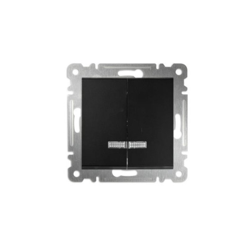 Выключатель 2-кл с подсвет. СП 10А IP20 250В механизм Karea черн. Makel 57054023