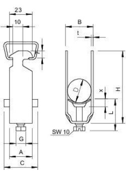 Скоба зажимная U-образ. d70-76мм 2056 76 ALU алюм. (уп.25шт) OBO 1183338