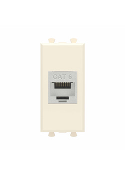 Компьютерная розетка RJ-45 без шторки модульная, кат.6 экранированная, Avanti, ванильная дымка, 1 модуль