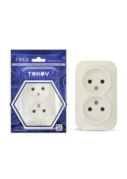 Розетка 2-м ОП Frea 16А IP20 250В без заземл. АБС-пластик беж. TOKOV ELECTRIC TKE-FR-R2-C02