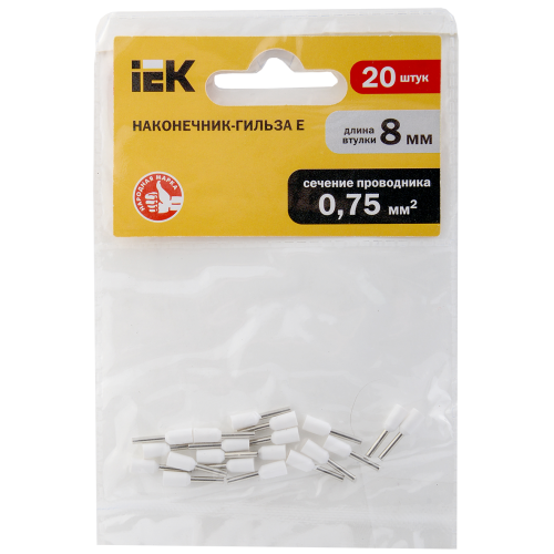 Наконечник НШВИ 0,75-8 белый (20шт/упак) IEK Наконечник НШВИ 0,75-8 белый (20шт/упак) IEK