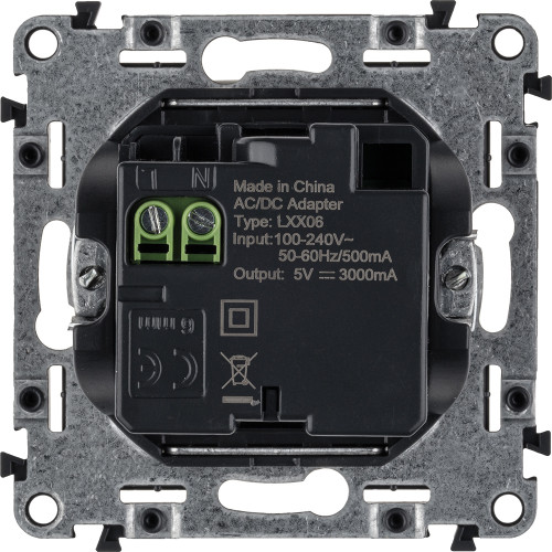 Valena ALLURE.Зарядное устройство с двумя USB-разьемами тип С-тип С 240В/5В 3000мА.С лицевой панелью.Цвет Слоновая кость Valena ALLURE.Зарядное устройство с двумя USB-разьемами тип С-тип С 240В/5В 3000мА.С лицевой панелью.Цвет Слоновая кость