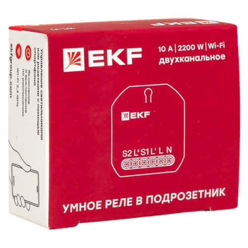 Умное реле в подрозетник 2-канальное Wi-Fi EKF Connect Умное реле в подрозетник 2-канальное Wi-Fi EKF Connect