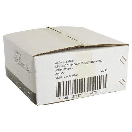Лента светодиодная SST20 SAFFIT 60SMD(2835)/м 6Вт/м 220V 50м , 3000K, IP65 Лента светодиодная SST20 SAFFIT 60SMD(2835)/м 6Вт/м 220V 50м , 3000K, IP65