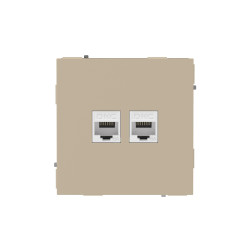 Компьютерная розетка RJ-45 без шторки, кат.6А двойная, KANT, ванильный марципан