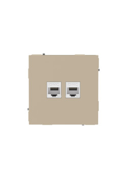 Компьютерная розетка RJ-45 без шторки, кат.6А двойная, KANT, ванильный марципан
