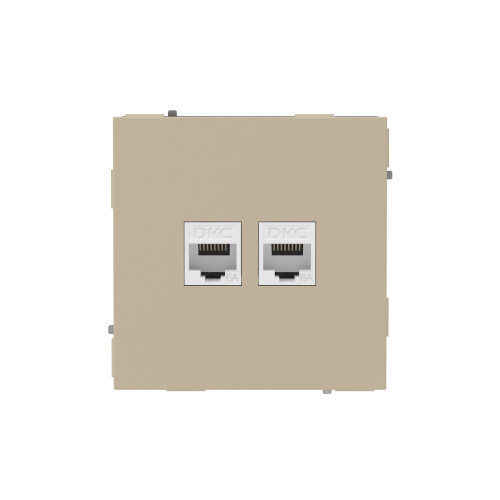 Компьютерная розетка RJ-45 без шторки, кат.6А двойная, KANT, ванильный марципан