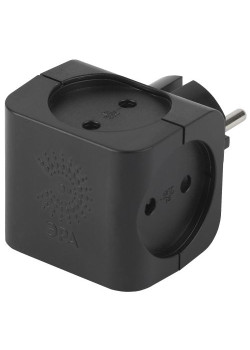 Разветвитель 4-м без заземл. 16А IP20 SP-4-B черн. Эра Б0008207