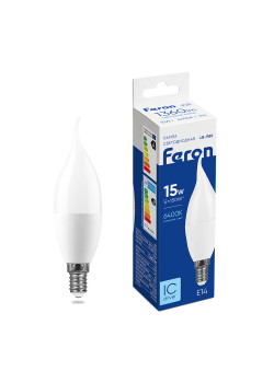 Лампа светодиодная Feron LB-980 Свеча на ветру E14 15W 175-265V 6400K