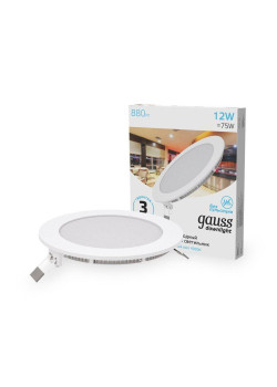 Светильник светодиодный Slim 12Вт 4000К IP20 880лм 220-240В ДВО круг бел. GAUSS 939111212