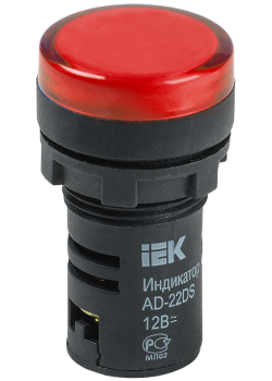 Лампа AD22DS(LED)матрица d=22мм красный 12В AC/DC IEK