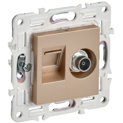 SKANDY Розетка двойная TV+RJ45 кат.6 SK-A15Sa песочный IEK
