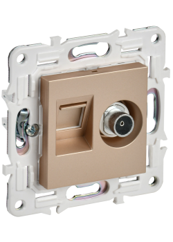 SKANDY Розетка двойная TV+RJ45 кат.6 SK-A15Sa песочный IEK