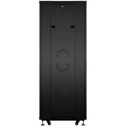 Шкаф коммутационный Cabeus (SH-05C-18U60/60-BK) напольный 12U 600x600мм пер.дв.стекл металл 800кг черный 500мм 220град. 988мм IP20 сталь