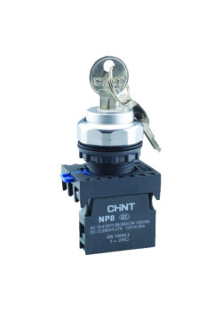 Переключатель с ключом NP8-10Y/21 2 полож. с фиксацией 1НО IP65 (R) CHINT 578130