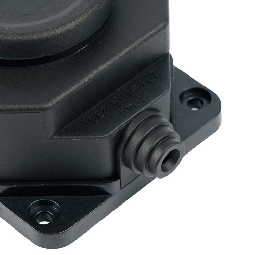 Розетка переносная 1-местная c/з STEKKER, RST16-1-44, 250В, 16А, IP44, черный