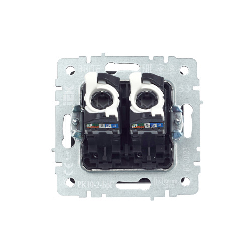 BRITE Розетка компьютерная двойная RJ45 кат.5E РК10-2-БрГ графит IEK BRITE Розетка компьютерная двойная RJ45 кат.5E РК10-2-БрГ графит IEK