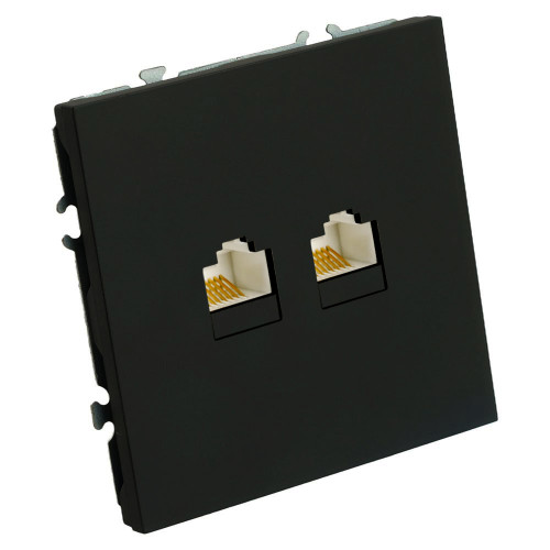 Розетка компьютерная 2-местная RJ-45 (механизм), STEKKER, серия Эмили, RST00-5111-05, черный уголь, soft touch Розетка компьютерная 2-местная RJ-45 (механизм), STEKKER, серия Эмили, RST00-5111-05, черный уголь, soft touch