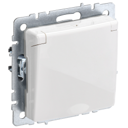 BRITE Розетка 1-местная с заземлением с защитными шторками и крышкой 16А IP44 РСбш10-3-44-БрБ белый IEK