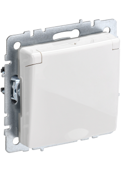 BRITE Розетка 1-местная с заземлением с защитными шторками и крышкой 16А IP20 РСбш10-3-БрБ белый IEK
