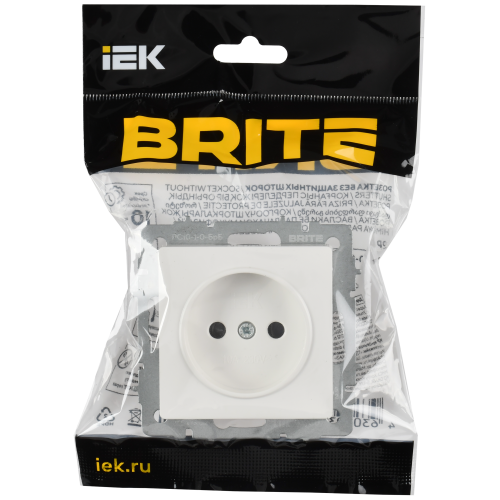 BRITE Розетка 1-местная без заземления без защитных шторок 10А РС10-1-0-БрБ РФ белый IEK BRITE Розетка 1-местная без заземления без защитных шторок 10А РС10-1-0-БрБ РФ белый IEK