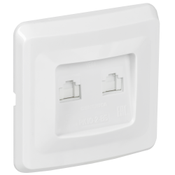 VEGA Розетка 2-местная компьютерная RJ45 кат.5е РК10-2-ВБ белый GENERICA