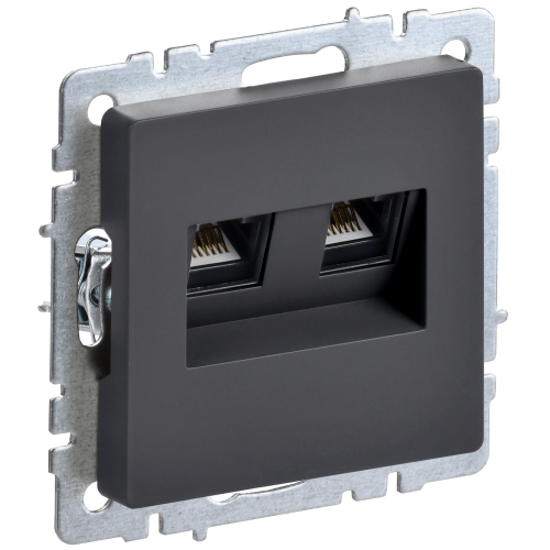 BRITE Розетка компьютерная двойная RJ45 кат.5E РК10-2-БрГ графит IEK