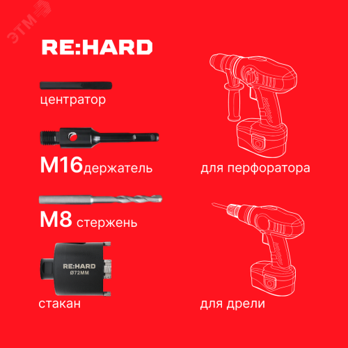 Коронка алмазная по бетону SDS plus 72 мм Коронка алмазная по бетону SDS plus 72 мм