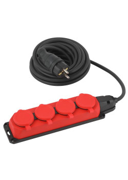 Удлинитель силовой UK-4e-3x1.5-5m-IP44(KG) с заземлением 4 розетки каучук 5м КГ 3х1.5кв.мм IP44 Эра Б0057585