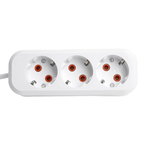 Удлинитель трехместный с/з  STEKKER HM06-31-03 3x1мм2, 3м, серия Home, белый