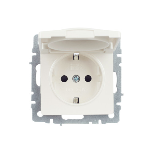 BRITE Розетка 1-местная с заземлением с защитными шторками и крышкой 16А IP44 РСбш10-3-44-БрЖ жемчуг IEK BRITE Розетка 1-местная с заземлением с защитными шторками и крышкой 16А IP44 РСбш10-3-44-БрЖ жемчуг IEK