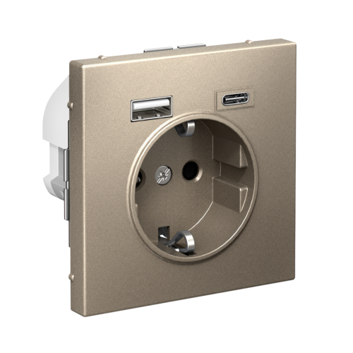 ARTGALLERY РОЗЕТКА 16А с 2 USB A+C, 5В/2,4А/3,0А, 2х5В/1,5А, механизм, ШАМПАНЬ ARTGALLERY РОЗЕТКА 16А с 2 USB A+C, 5В/2,4А/3,0А, 2х5В/1,5А, механизм, ШАМПАНЬ