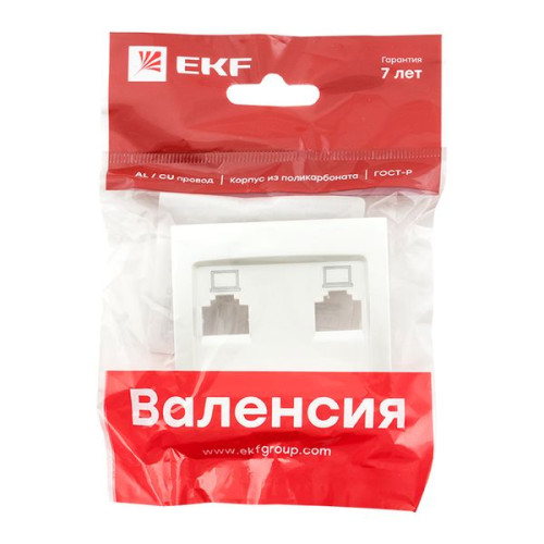 Валенсия лиц. панель розетки RJ-45 2-местная жемчуг EKF Валенсия лиц. панель розетки RJ-45 2-местная жемчуг EKF