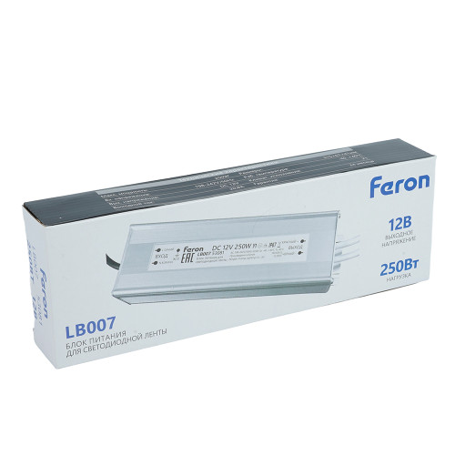 Трансформатор электронный для светодиодной ленты 250W 12V IP67 (драйвер), LB007 FERON Трансформатор электронный для светодиодной ленты 250W 12V IP67 (драйвер), LB007 FERON