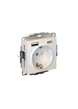 ATLASDESIGN РОЗЕТКА 16А c 2 USB A+C, 5В/2,4А/3,0А, 2х5В/1,5А, механизм, ЖЕМЧУГ