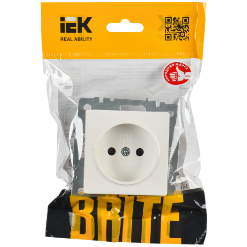 BRITE Розетка 1-местная без заземления с защитными шторками 10А РСш10-2-БрЖ жемчуг IEK BRITE Розетка 1-местная без заземления с защитными шторками 10А РСш10-2-БрЖ жемчуг IEK