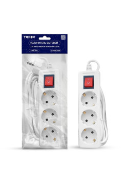 Удлинитель 3х3м с заземл. с выкл. 10А 3х0.75 TOKOV ELECTRIC TKE-C01-BU3-3-075-ZV