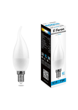 Лампа светодиодная Feron LB-97 Свеча на ветру E14 7W 175-265V 6400K