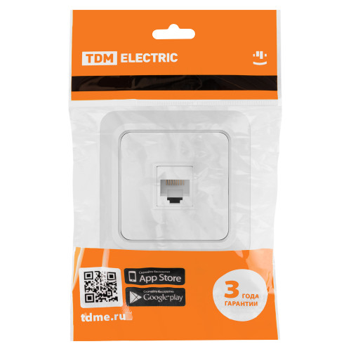 Розетка компьютерная (RJ-45) открытой установки IP20, белая Розетка компьютерная (RJ-45) открытой установки IP20, белая