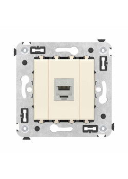 Компьютерная розетка RJ-45 без шторки в стену, кат.6A одинарная  экранированная, Avanti, ванильная дымка