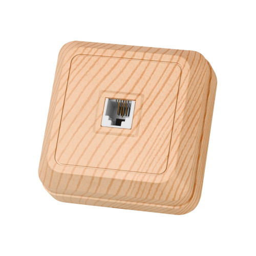 Розетка TФ (RJ-11) открытой установки IP20, сосна 