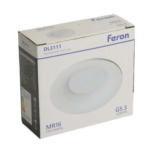 Светильник встраиваемый Feron DL3111 потолочный MR16 G5.3 белый Светильник встраиваемый Feron DL3111 потолочный MR16 G5.3 белый